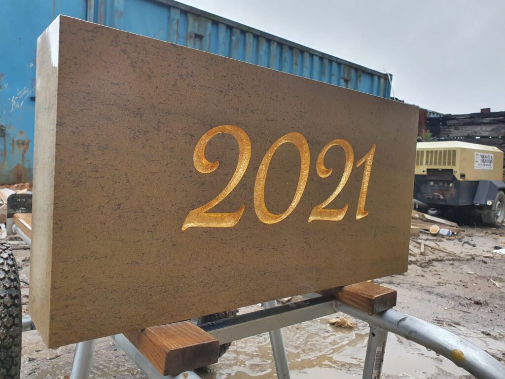 2021 Year Stone Sign Engraved